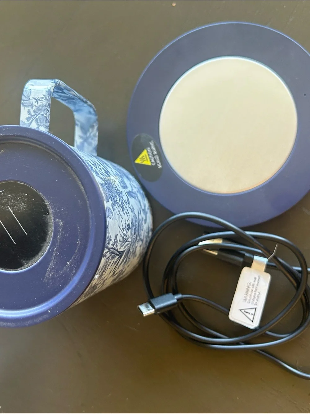 Floral Mug Warmer Set with LED Lid
